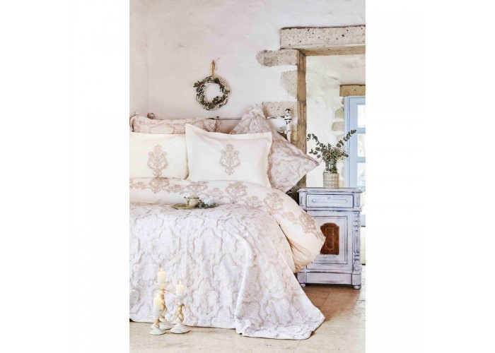  Комплект постельного белья с покрывалом Karaca Home - Matteo bej 2018-2 бежевый евро  1 — купить в PORTES.UA