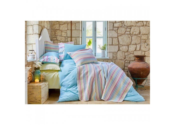  Комплект постельного белья с покрывалом Karaca Home - Mood ZigZag 2018-2 евро  1 — купить в PORTES.UA
