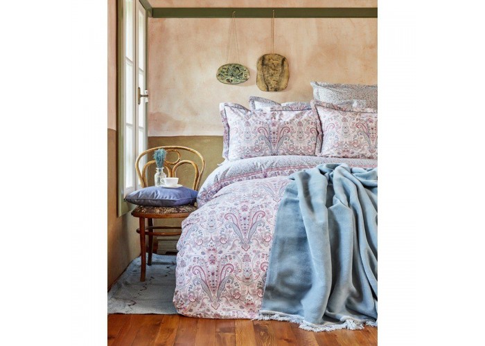  Комплект постельного белья с пледом Karaca Home - Luminda pembe 2018-1 розовый евро  1 — купить в PORTES.UA