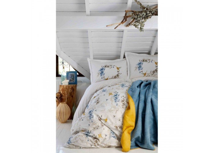  Комплект постельного белья с покрывалом Karaca Home - Pabla mavi 2019-1 голубой евро  1 — купить в PORTES.UA