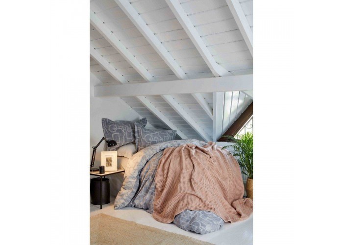  Комплект постельного белья с пледом Karaca Home - Alto gri 2019-1 серый евро  1 — купить в PORTES.UA