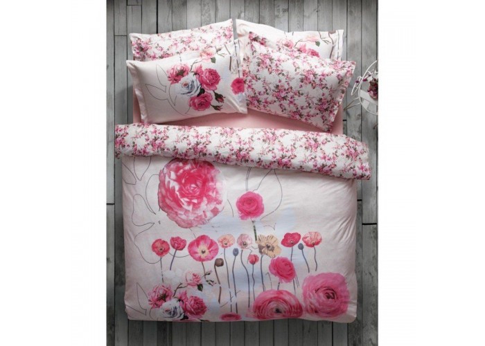 Комплект постельного белья Karaca Home - June розовый пано полуторное  1 — купить в PORTES.UA