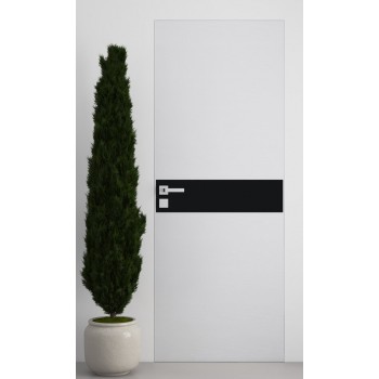 Белые двери в туалет и ванную iDoors ELEGANCE Uno (Черное стекло)
