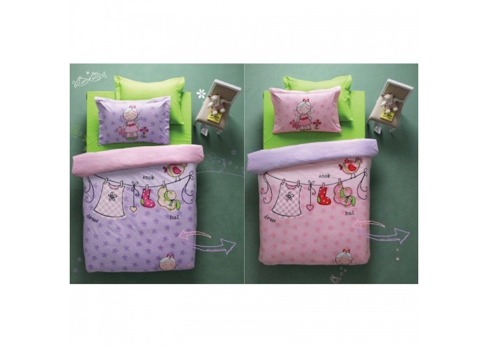  Подростковое постельное белье Karaca Home - Molly лилово-розовое стеганное ранфорс  1 — купить в PORTES.UA