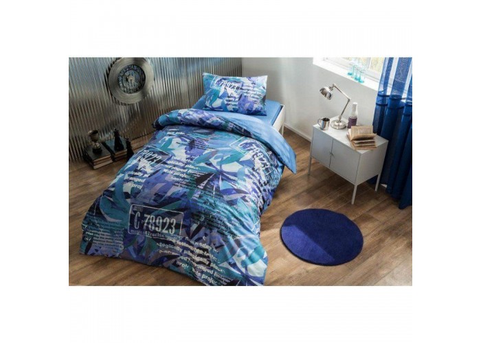  Подростковое постельное белье Tac Ranforce Teen Graffiti - Paint mavi v01 голубой  1 — купить в PORTES.UA