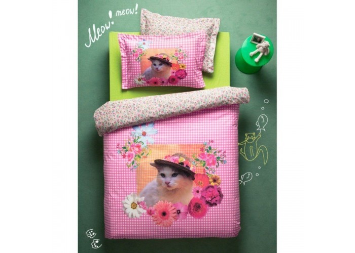  Подростковое постельное белье Karaca Home - Gatto розовое ранфорс  1 — купить в PORTES.UA