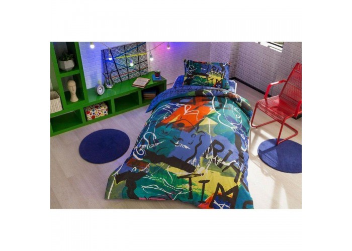  Подростковое постельное белье Tac Ranforce Teen Graffiti - Face mor v01 фиолетовый  1 — купить в PORTES.UA