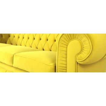 Трехместная софа Честрерфилд-3 (Ткань, желтый)