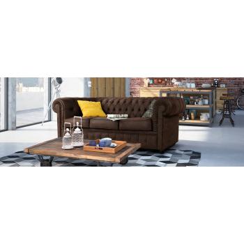 Прямий диван Честерфілд-3, темний