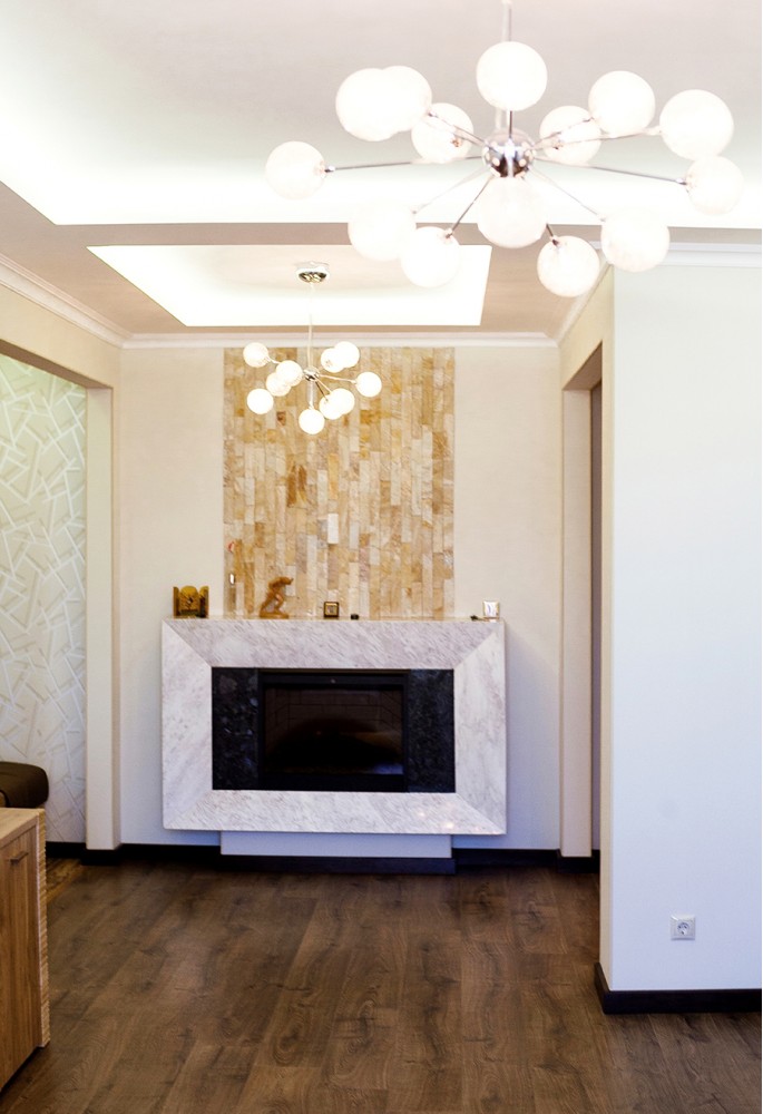 Зона камина в гостиной — Дизайн-проект 3-комнатной квартиры, 100м.кв — Катерина Кузьмук