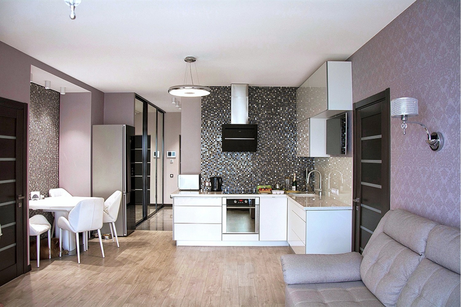 Гостиная в дизайн-проекте 2х-комнатной квартиры в современном стиле, 71м.кв — дизайнер Катерина Кузьмук