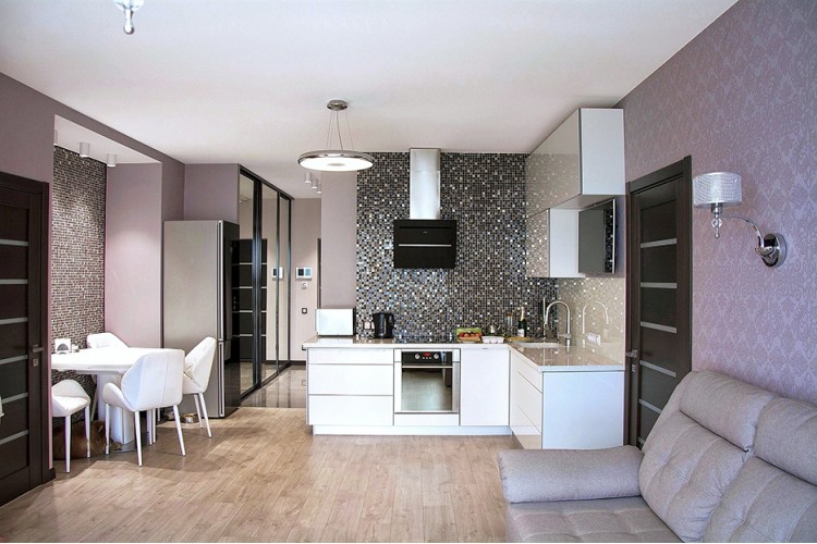 Гостиная в дизайн-проекте 2х-комнатной квартиры в современном стиле, 71м.кв — дизайнер Катерина Кузьмук