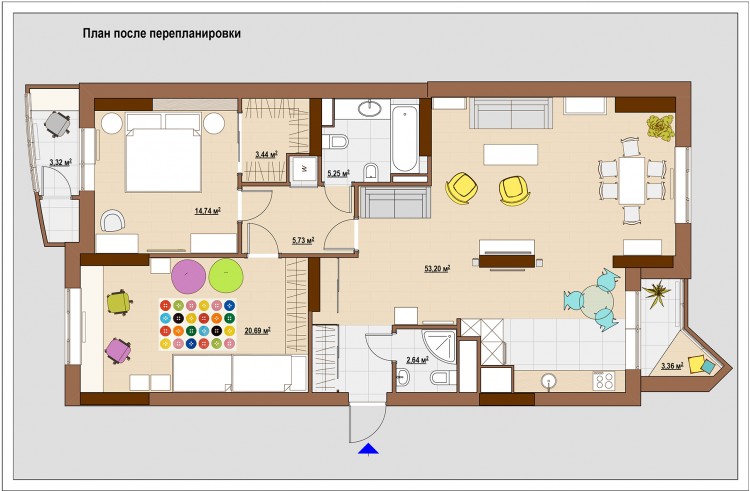 Фото: План квартири після перепланування – Квартира у скандинавському стилі площею 113 м – 1552