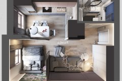 Планировка — Дизайн-проект квартиры-студии в ЖК Синергия 3+, 40м.кв — cтудия дизайна GRIGOROVICH