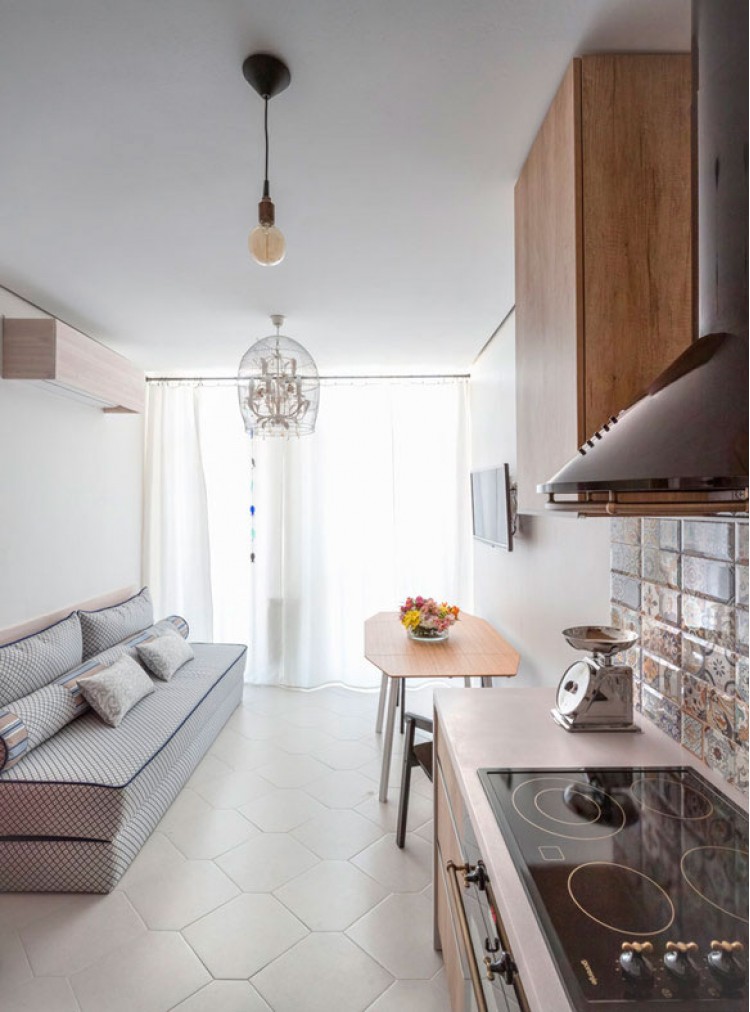 Кухня-гостиная — Дизайн 2-комнатной квартиры Soft Scandinavian Loft, 40 м.кв — дизайнер Ира Сазонова