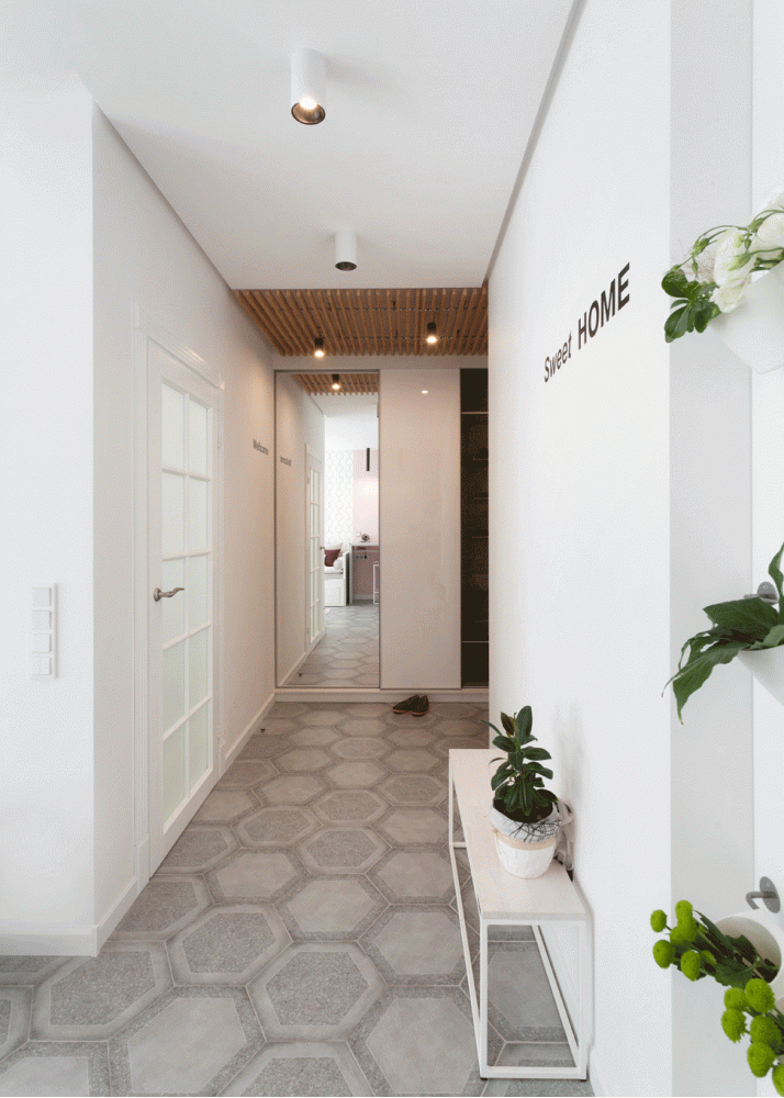 Коридор - Дизайн-проект 2-кімнатної квартири "Дівоча Нора", ЖК Комфорт Таун, 43 м.кв - дизайнер Сазонова Іра