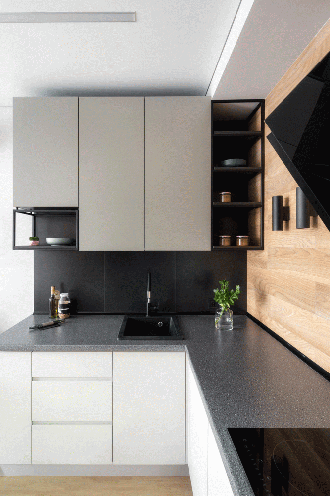 Кухня в дизайн-проекті квартири в ЖК Комфорт Таун, 41 м.кв.