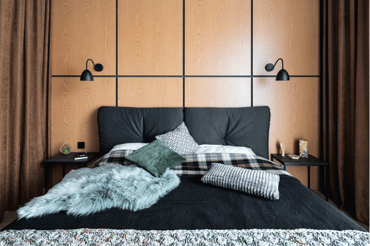 Спальня в дизайн-проекте  квартиры в ЖК Комфорт Таун, 41 м.кв.— дизайнер Ирина Сазонова