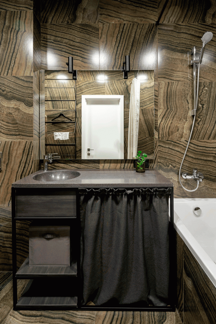 Фото: Ванная комната в стиле лофт – Проект: Hello Smart. Элегантная малютка 41 м. кв – 1373