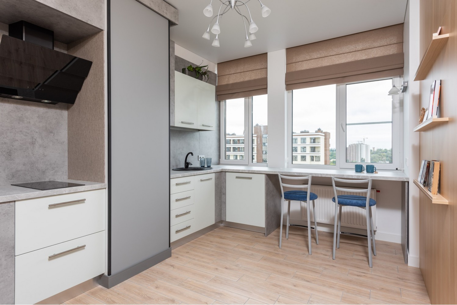 Кухня в дизайн-проекте  смарт- квартиры ЖК PARKLAND, 43 м.кв., — дизайнер Ирина Сазонова