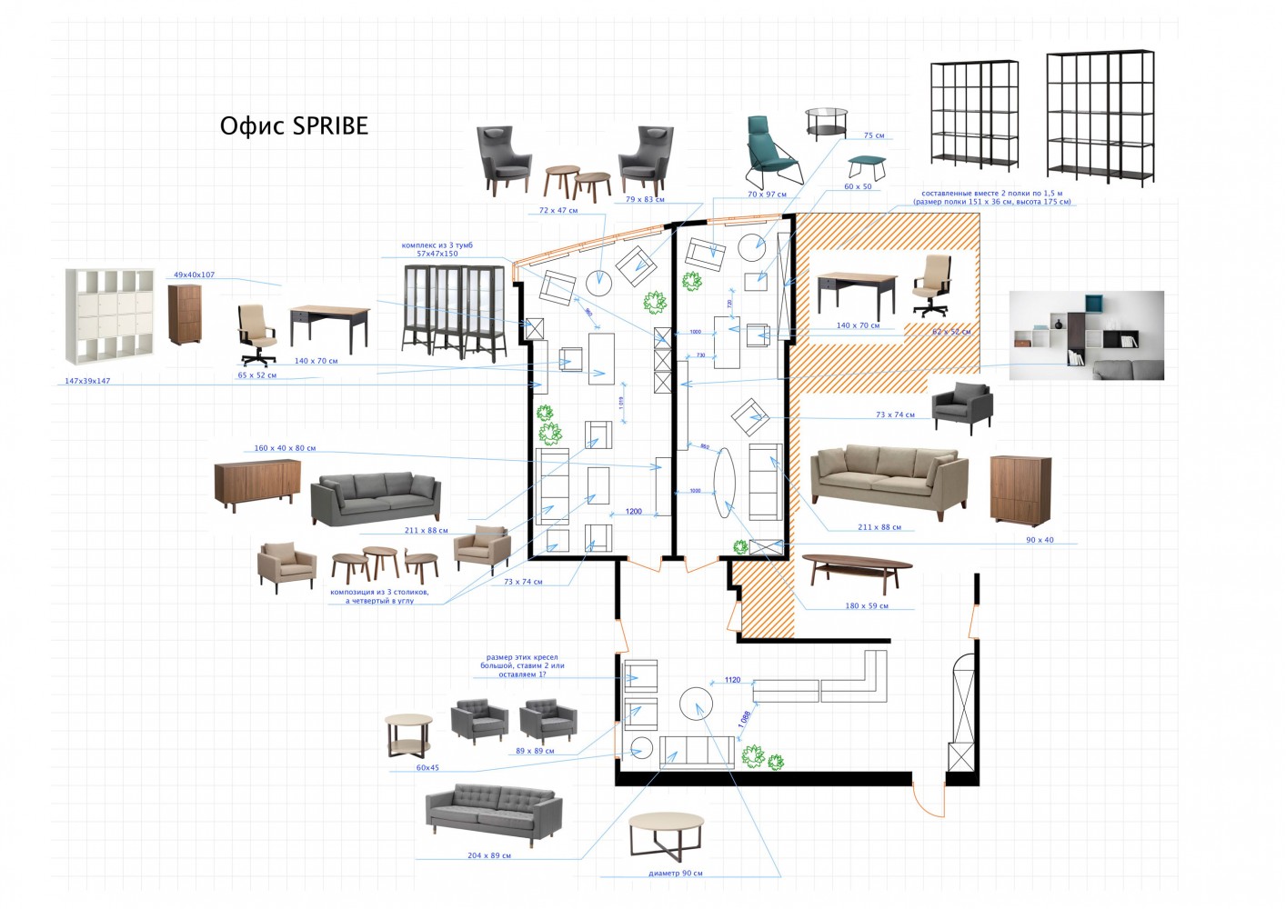 Комплектація офісу, план у дизайн-проект та комплектація офісу меблями ІКЕА — дизайнер Сазонова Іра