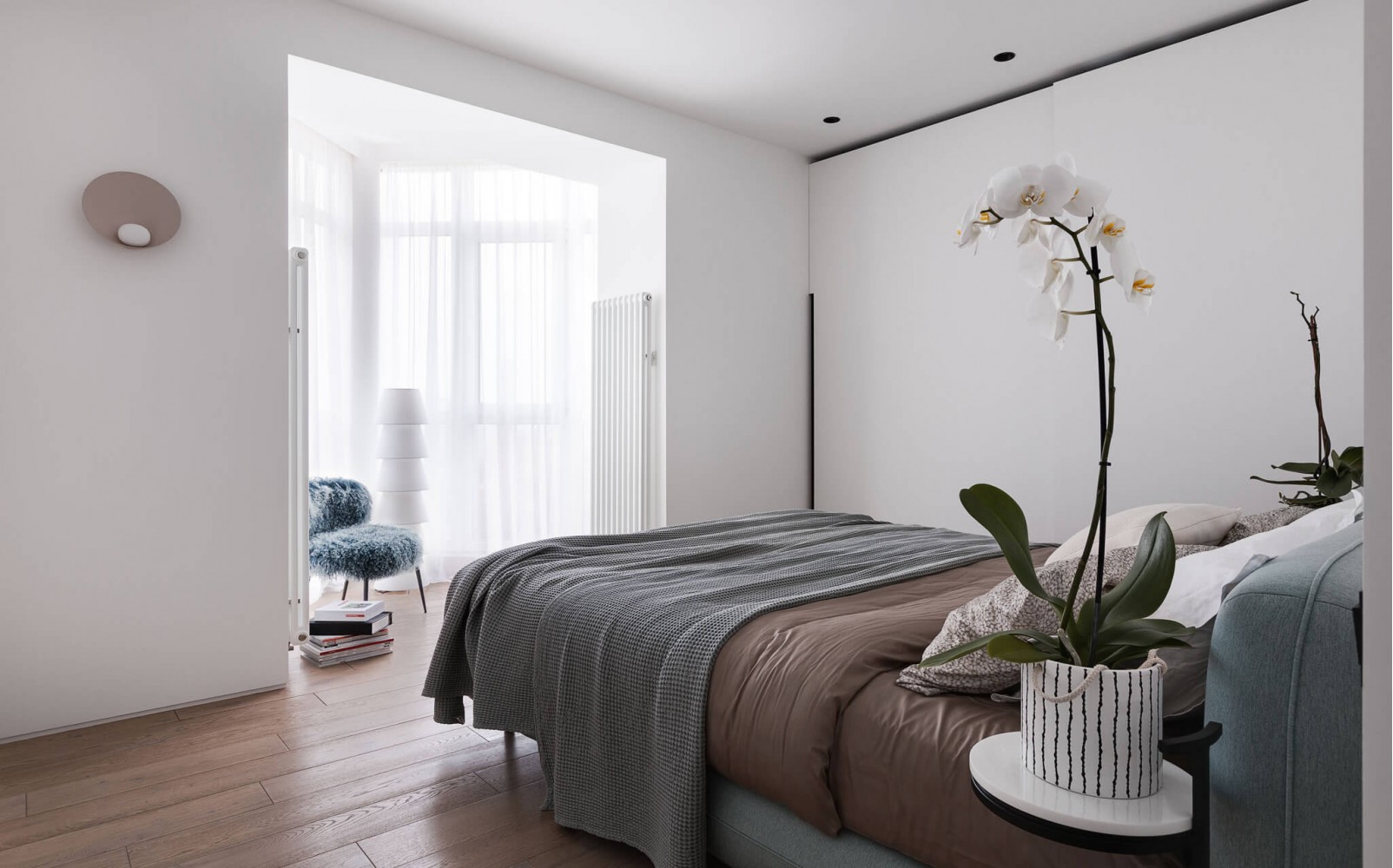Спальня — Дизайн-проект 3-комнатной квартиры White Freedom, 93м.кв — студия дизайна Azovskiy + Pahomova