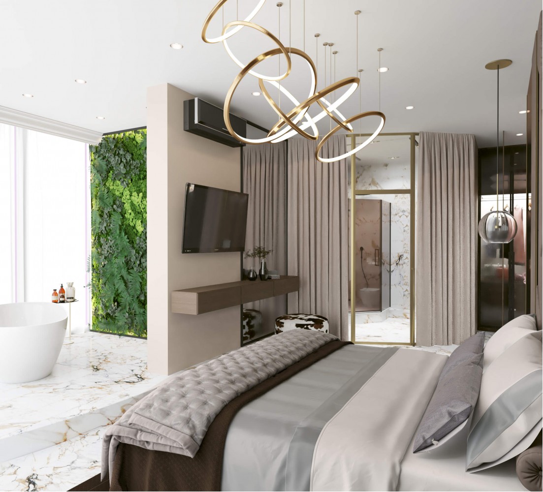 Хазяйська спальня в дизайн-проекті квартири ЖК Зарічний 120 м. кв.— студія дизайну KEY Design