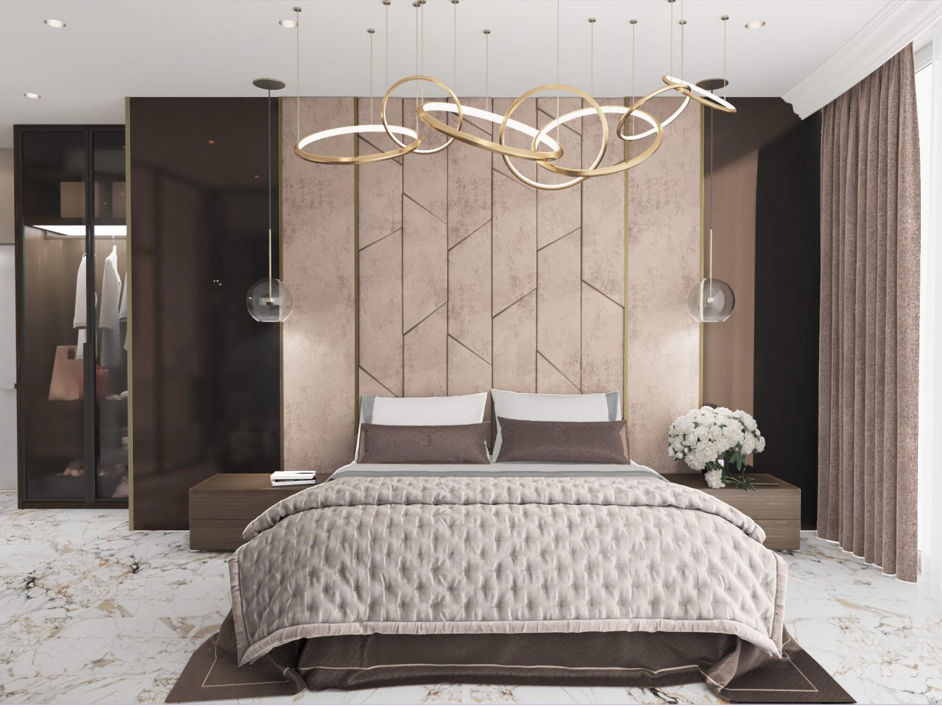 Хозяйская спальня в дизайн-проекте квартиры  ЖК Заречный 120 м. кв. — студия дизайна KEY Design