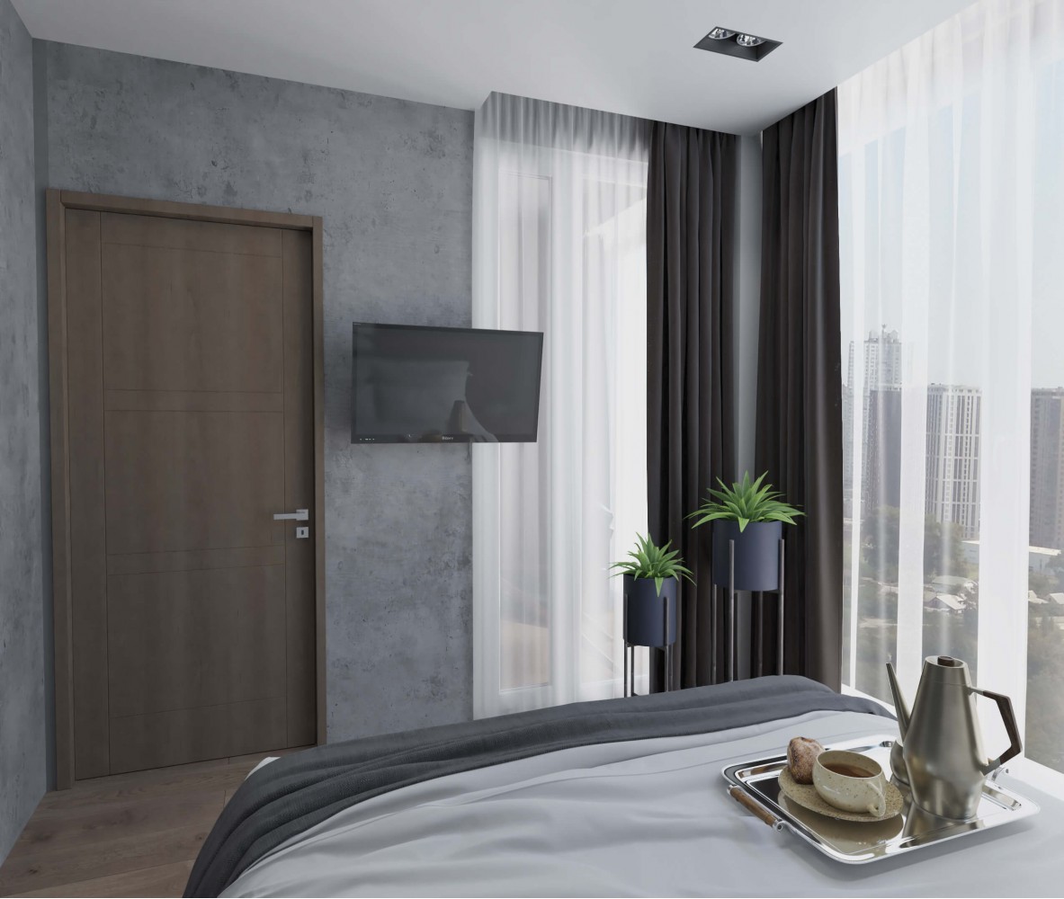 Спальня в дизайн-проекте квартиры ЖК Славутич, 39 м.кв — студия дизайна KEY Design