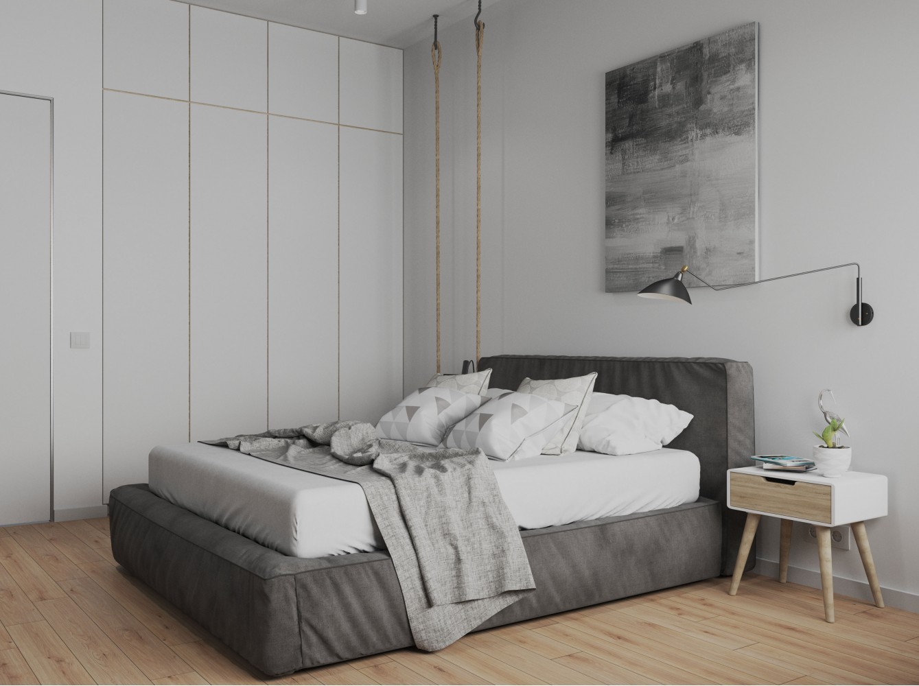 Спальня в дизайн-проект 2-квартиры в ЖК Заречный, 50м.кв. —  студия дизайна KEY Design