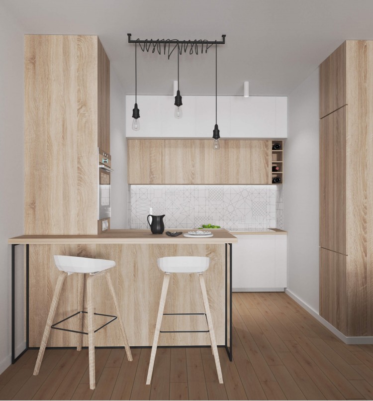 Кухня-вітальня у дизайн-проект 2-квартири в ЖК Зарічний, 50м.кв. - студія дизайну KEY Design