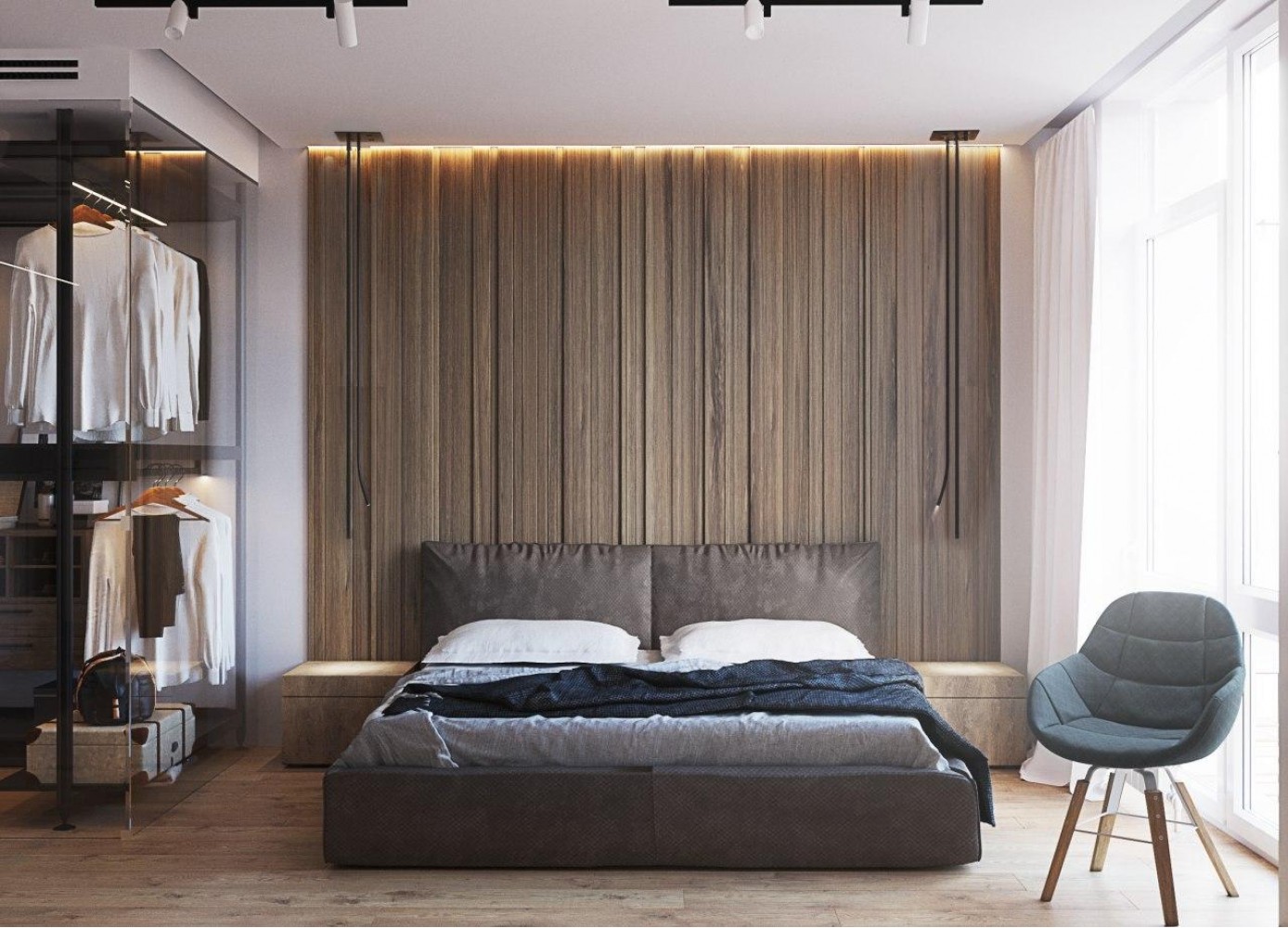 Спальня в дизайн-проекте в ЖК Французский квартал, 82 м.кв — дизайнер Дарья Гросс