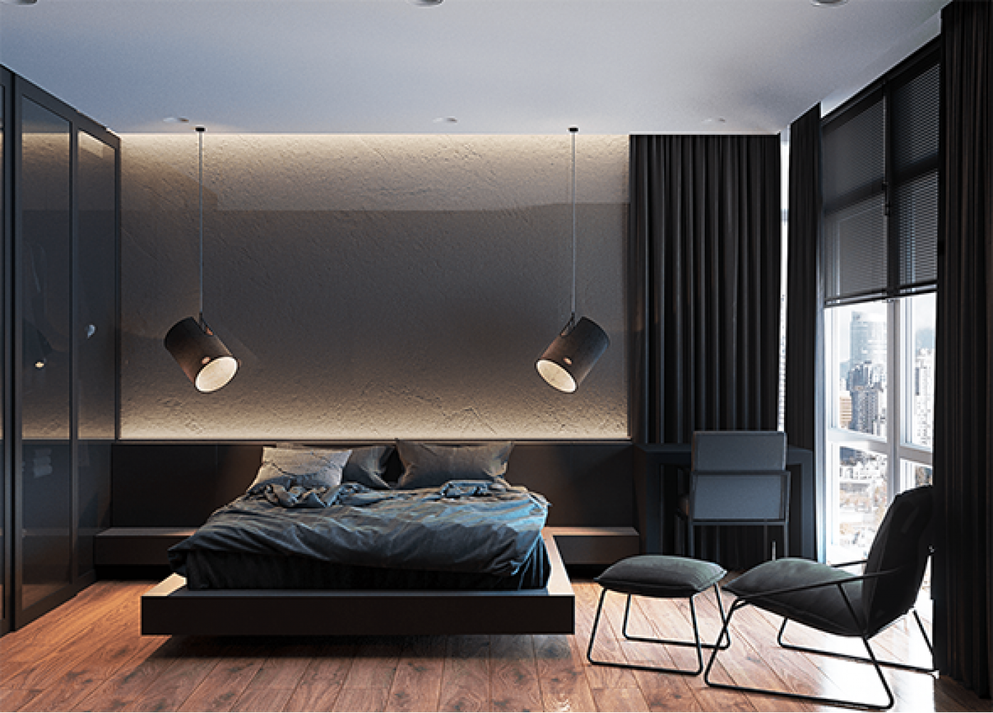 Спальня в дизайн-проекті в ЖК Французький квартал, 80 м.кв - дизайнер Дар'я Гросс