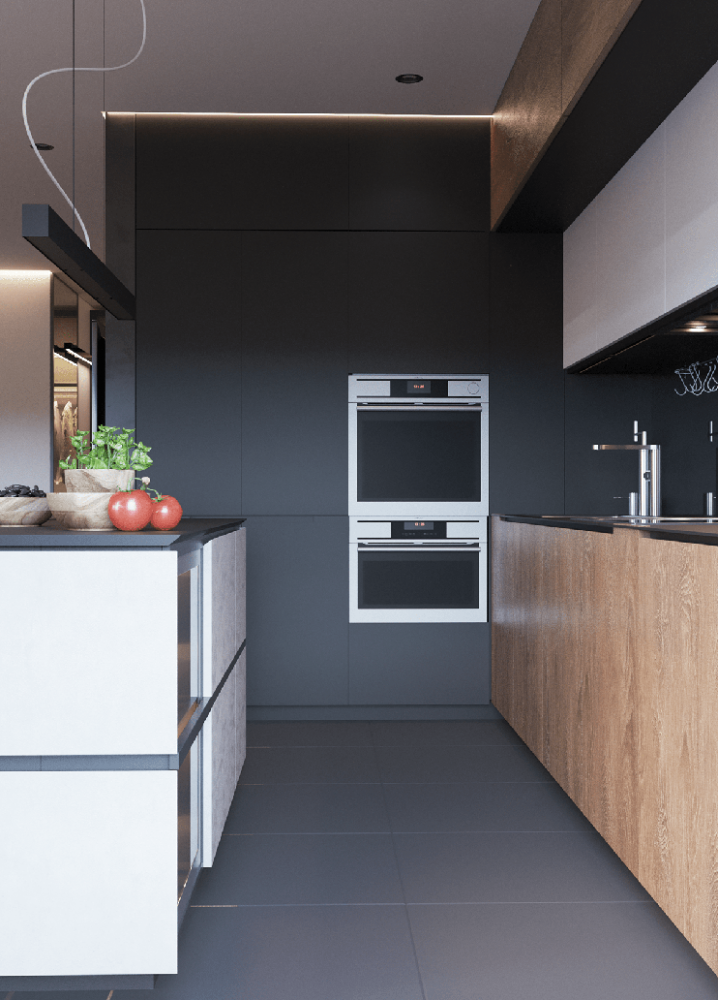 Кухня- в дизайн-проекте  квартиры  ЖК Французский квартал, 80м.кв. — дизайнер Дарья Гросс 