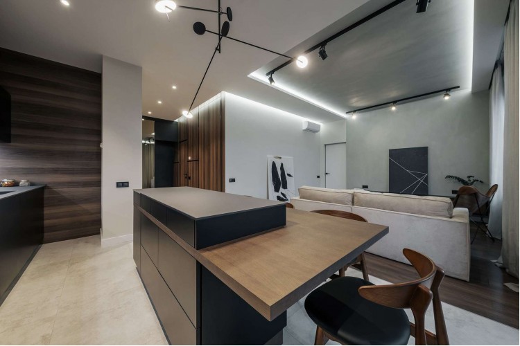 Кухня-гостиная в дизайн-проекте квартиры в КД GOGOL 47, 82 м.кв. — студия дизайна TABOORET