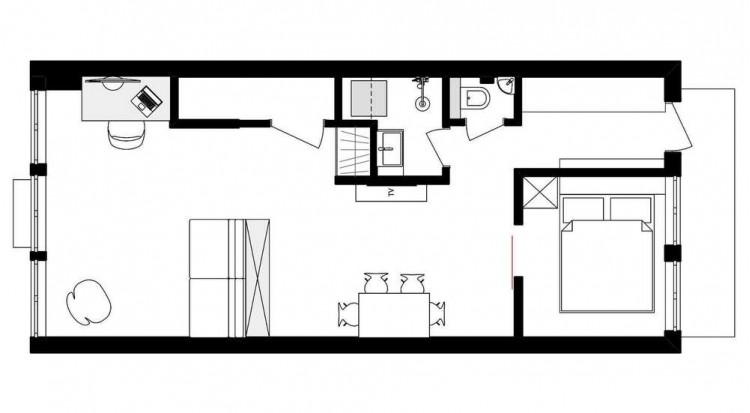 План - проекта  — Дизайн-проект квартиры Amsterdam De Pijp в скандинавском стиле, 42 м.кв — студия дизайна TABOORET