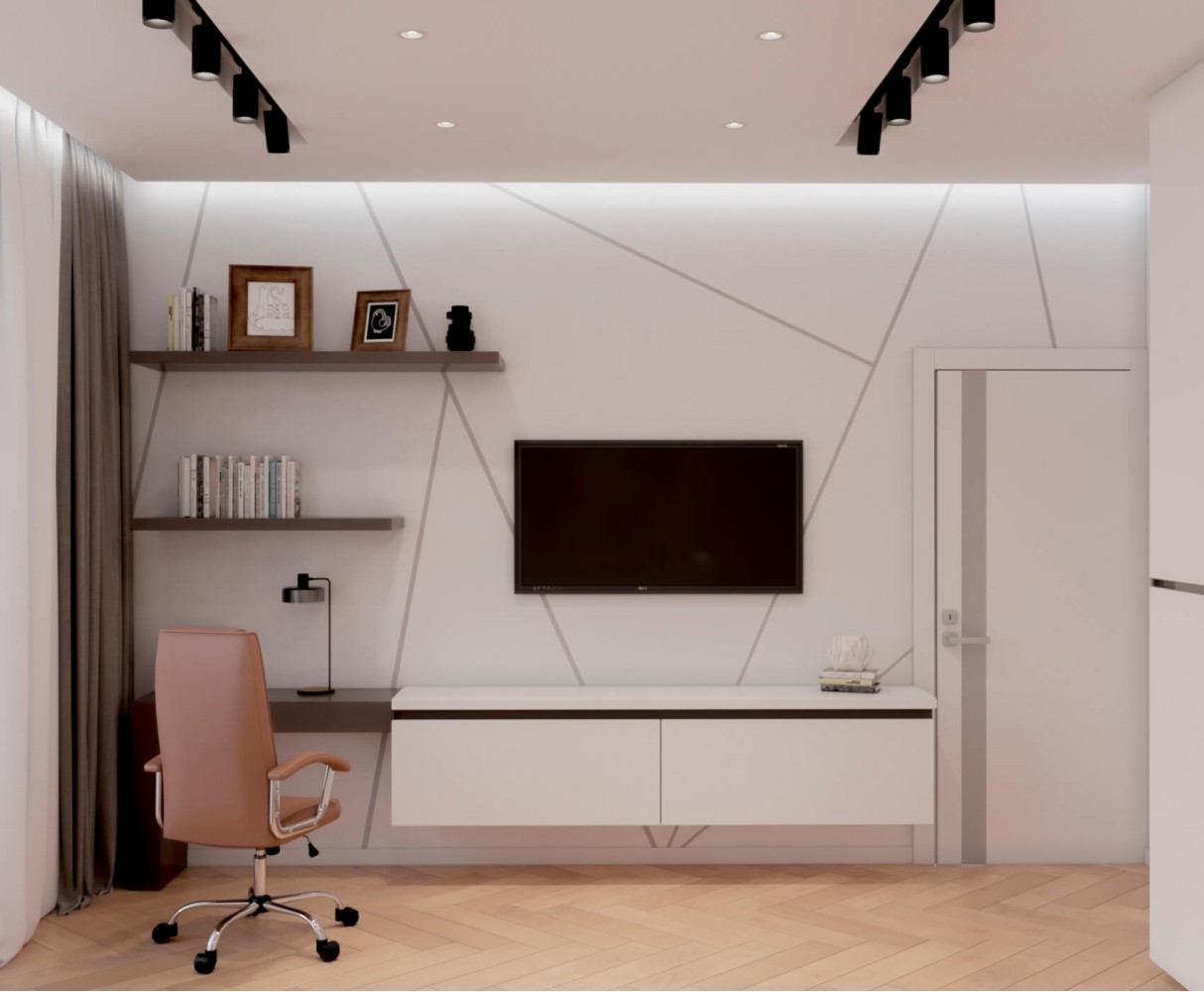 Гостиная — Дизайн-проект 2-комнатной квартиры в ЖК Омега, 64 м.кв — дизайнер Елена Курник