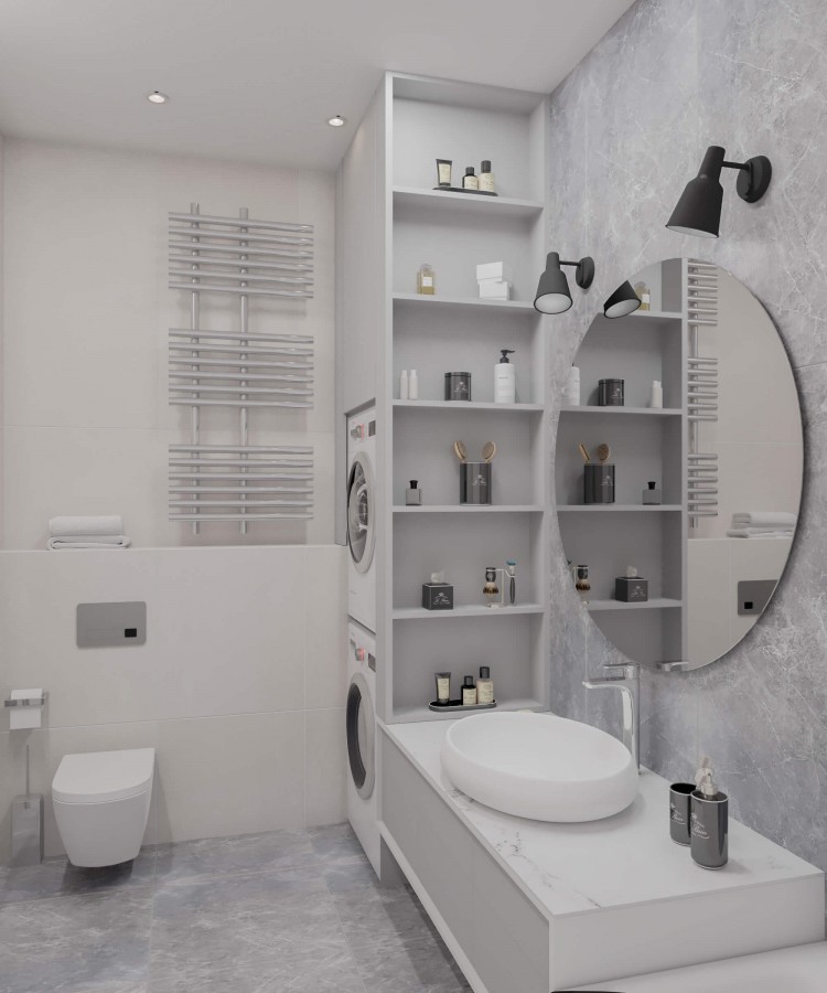 Ванна - Дизайн-проект 2-кімнатної квартири в ЖК Омега, 64 м.кв - дизайнер Олена Курник
