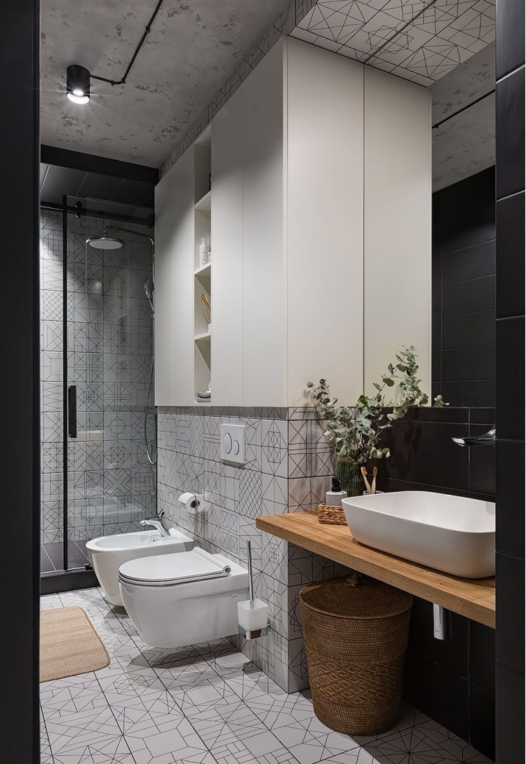Фото интерьера: Дизайн ванной комнаты с душевой кабиной – URBAN LIGHT: квартира в стиле Лофт, 65 м2 – 2212