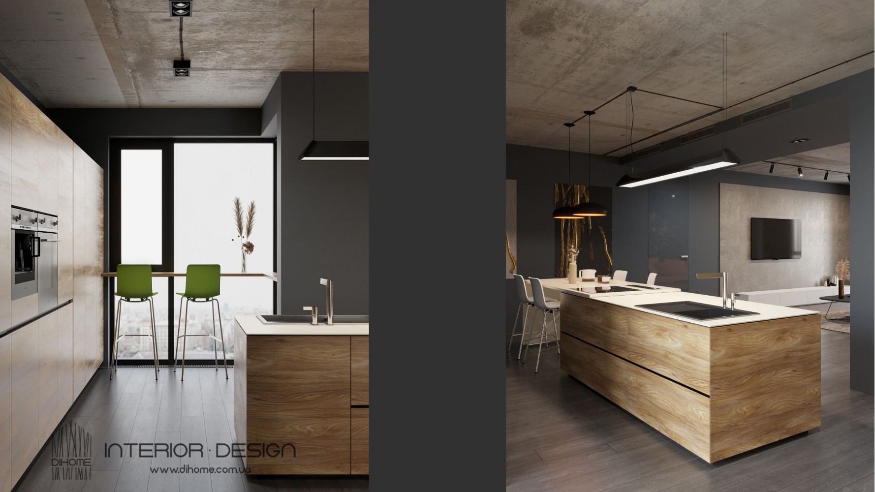 Кухня-гостиная – оригинальное фото декоратора интерьера № 2216