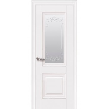 Двери белые ЭЛЕГАНТ Имидж (Сатиновое стекло c молдингом P2)