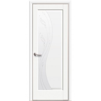 Двері міжкімнатні білі МАЕСТРА Ескада (Сатинове скло малюнок P2)