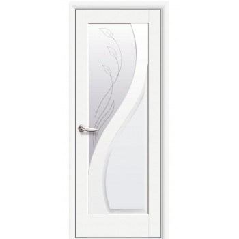 Білі двері зі склом МАЕСТРА Пріма (Сатинове скло малюнок P2)
