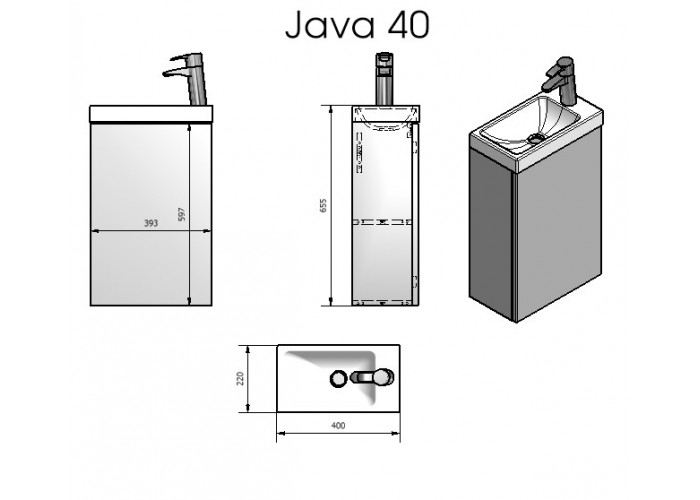  Тумба з умивальником Java 40  4 — замовити в PORTES.UA