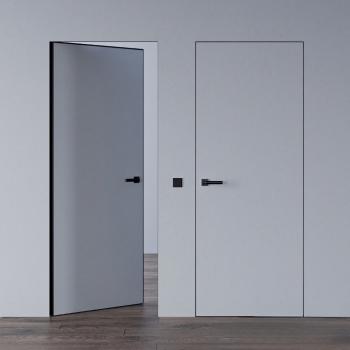 Двери Абвер • Smart Invisible с алюминиевым черным торцом внутреннее открывание