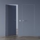 Міжкімнатні двері скритого монтажу з алюміневим сірим торцем Smart Invisible внутрішнє відкривання