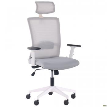 Кресло Uran White HR сиденье Нест-19 св.серая/спинка Сетка SL-01 св.серая