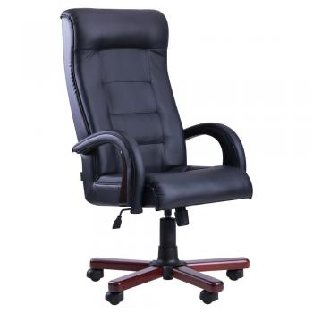 Кресло Роял Люкс орех Кожа Сплит черная