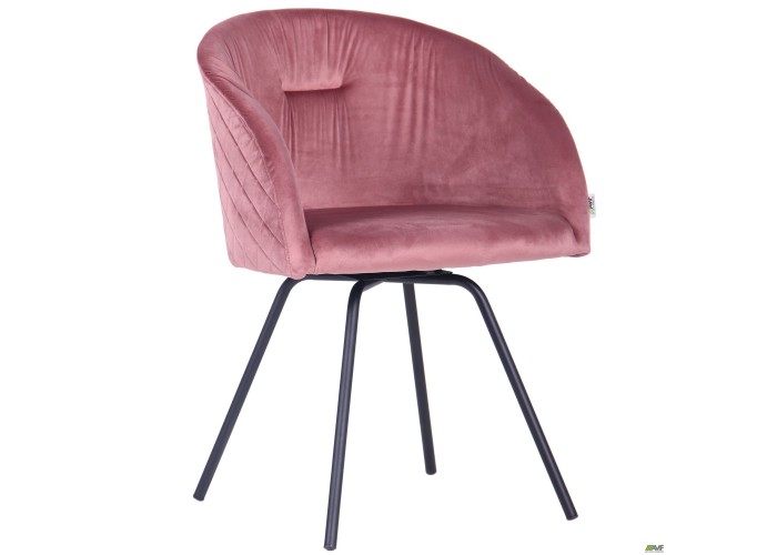  Крісло поворотне Sacramento чорний/велюр рожевий антик  1 — замовити в PORTES.UA