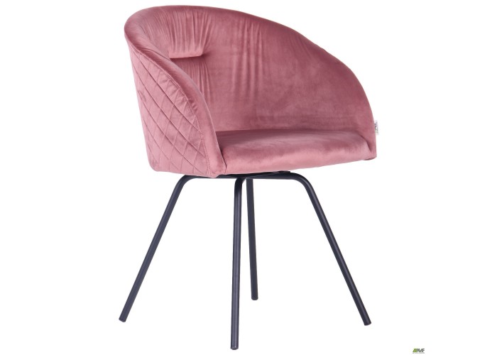  Крісло поворотне Sacramento чорний/велюр рожевий антик  2 — замовити в PORTES.UA